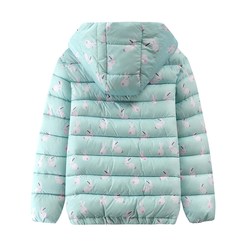 Chaqueta con capucha de estilo europeo y americano para niños y niñas, abrigo con estampado de conejo blanco de dibujos animados