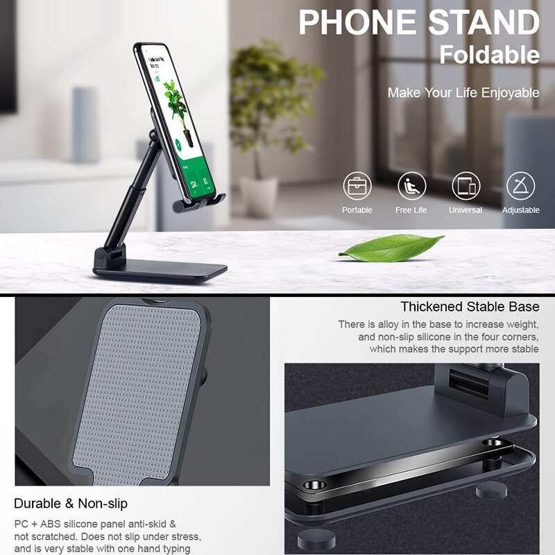 Support portatif et pliable pour téléphone portable, porte tablette à emmener partout au bureau, permet de tenir votre smartphone iPhone en libérant vos mains, pour regarder des vidéos ou faire des visioconférences,