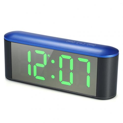 Table Desk LED Screen Mirror Digital Time Temperature Display Snooze Alarm Clock: BlueCase GreenLight