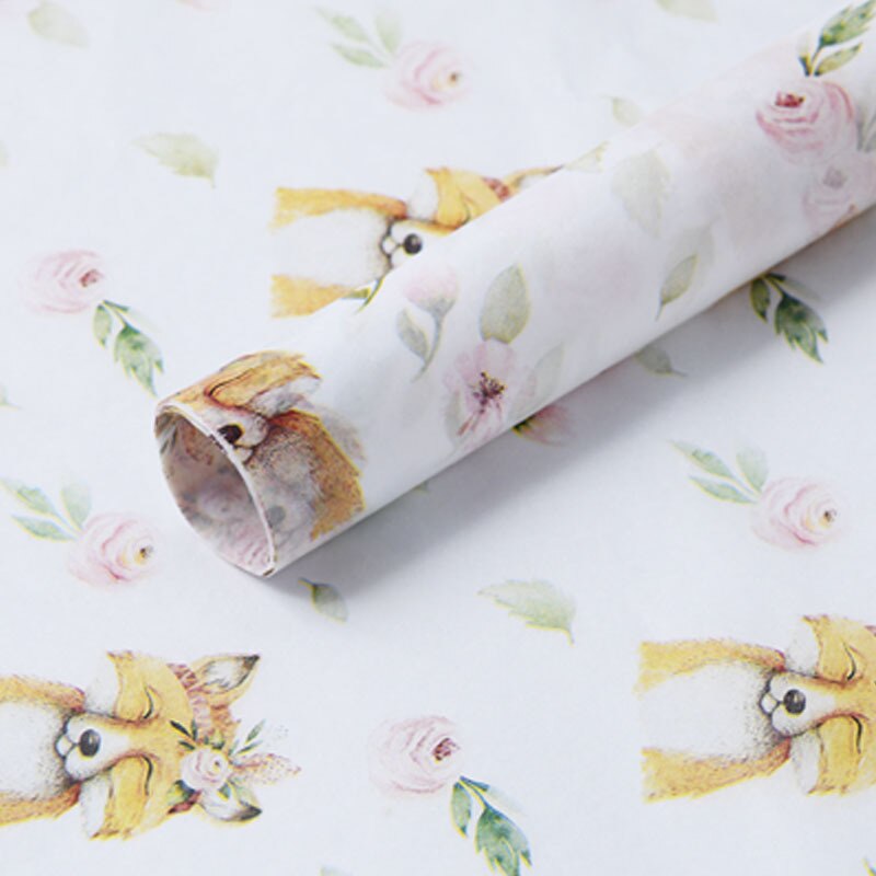 10pcs/lot 50x70cm DIY Flora Fauna Tissue Paper Wrapping Paper Clothing Packing Flower Bouquet Packaging Paper Craft Paper: fox 10sheets