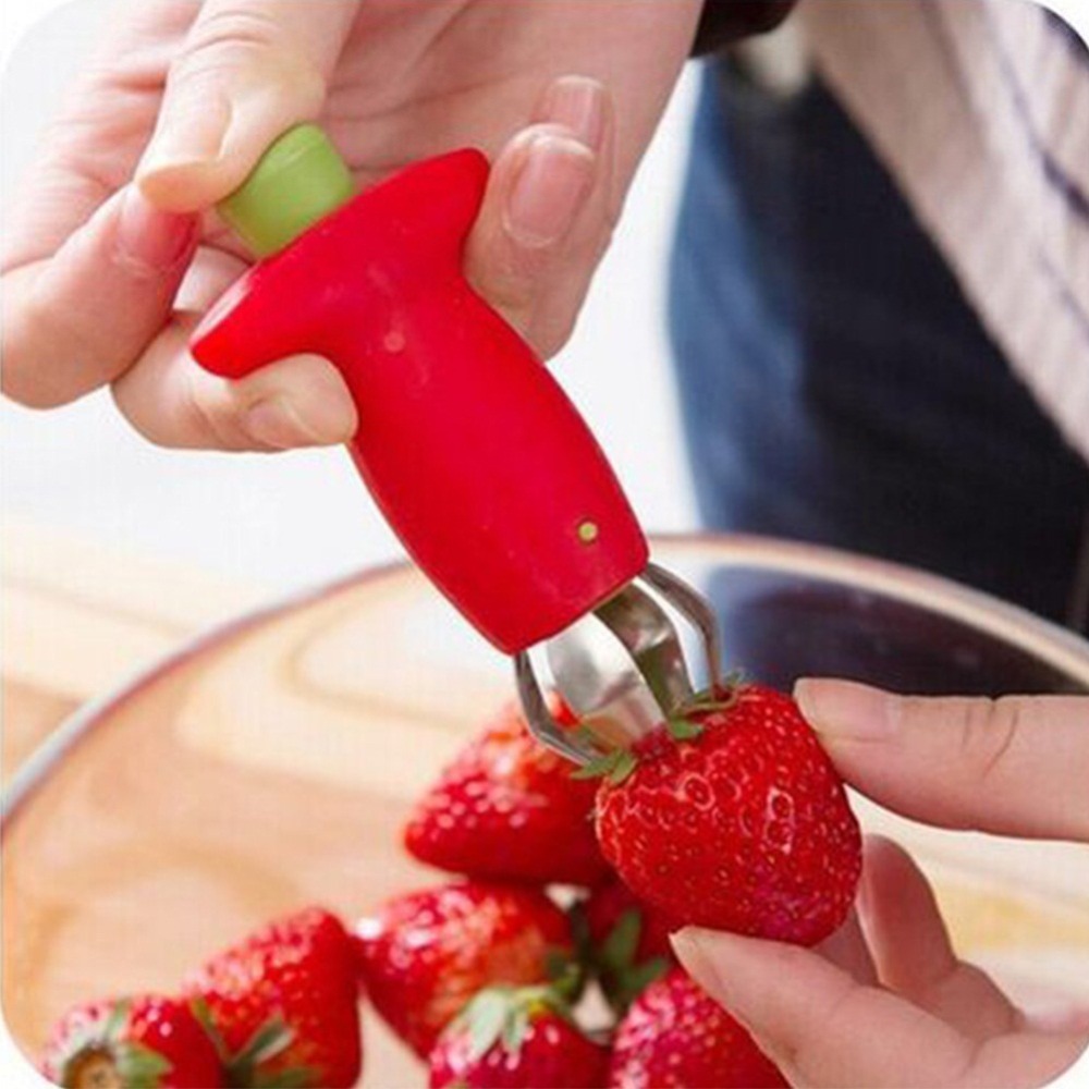 Jordbærskærer udskærer kirsebærpitter metal tomatstilke plast frugtblade kniv stilkfjerner køkken frugtgrøntsager værktøj