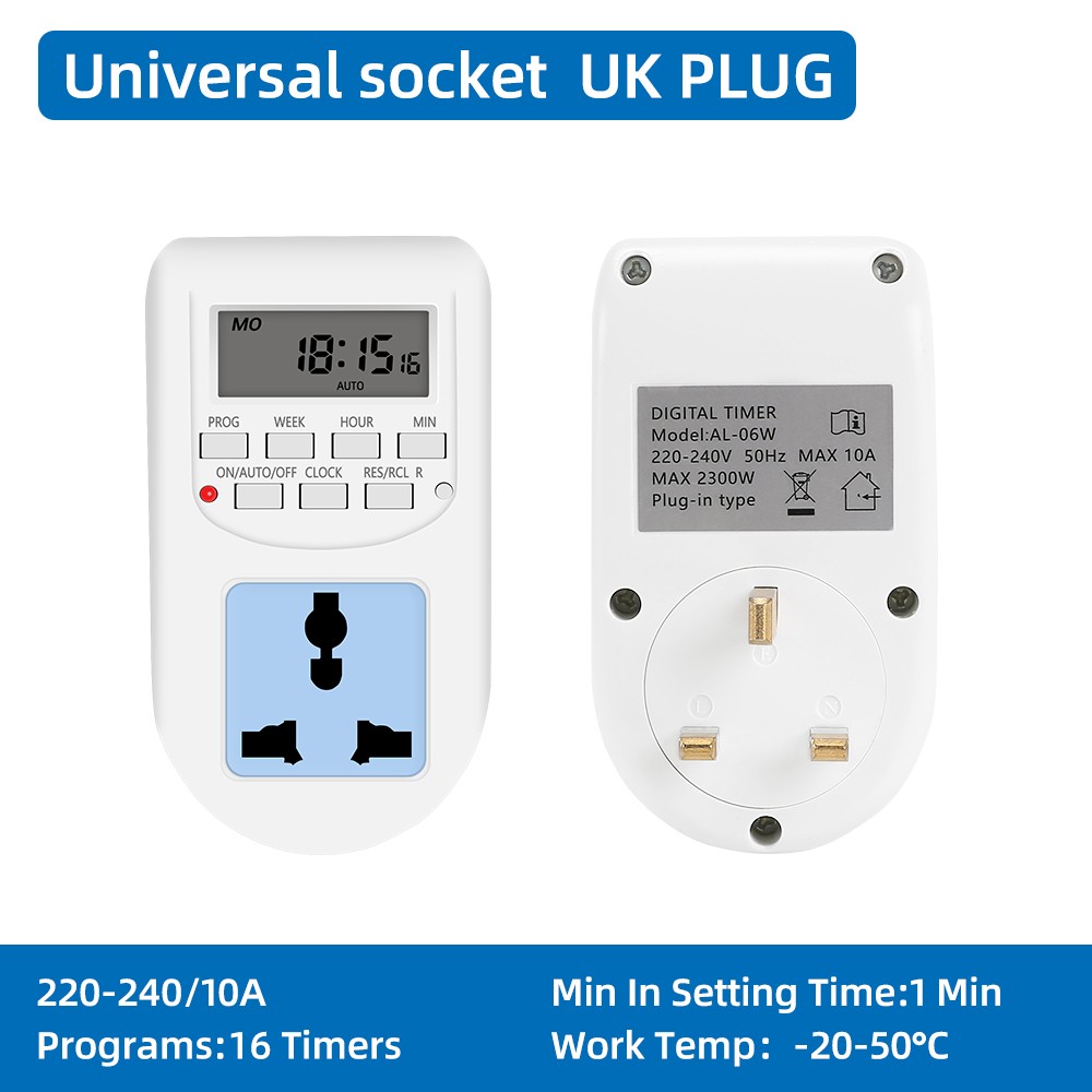 Digital Timer Switch Electronic 12/24 Hour Weekly Programmable Timing Socket EU UK US Plug Outlet Kitchen Appliance Time Control: Gold