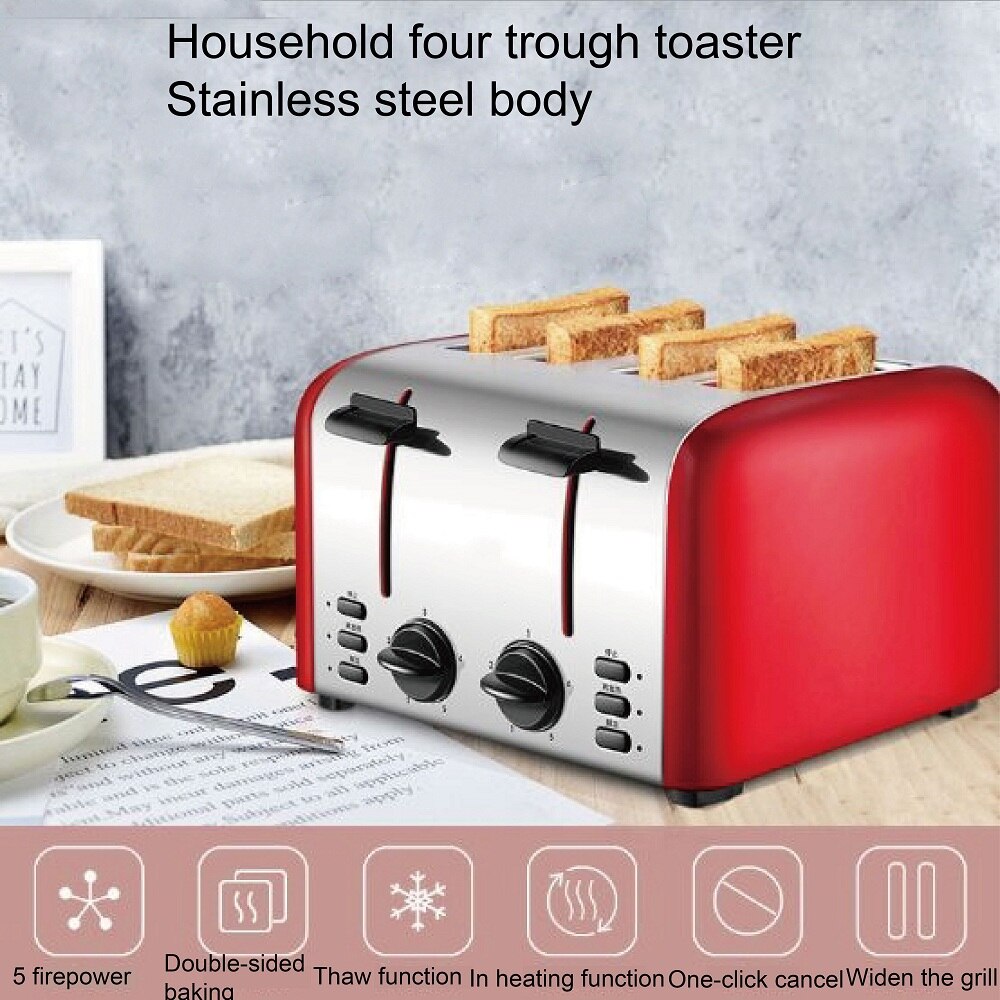 Home toaster 4 pieces toast automatic breakfast maker household kitcken baker 220V