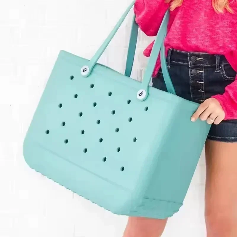 XL extra große Strandtasche aus EVA-Gummi, wasserdicht, für Strand, Reisen, Picknick, Aufbewahrungskorb, Damen-Einkaufshandtasche, Sack Gelee-Einkaufstasche
