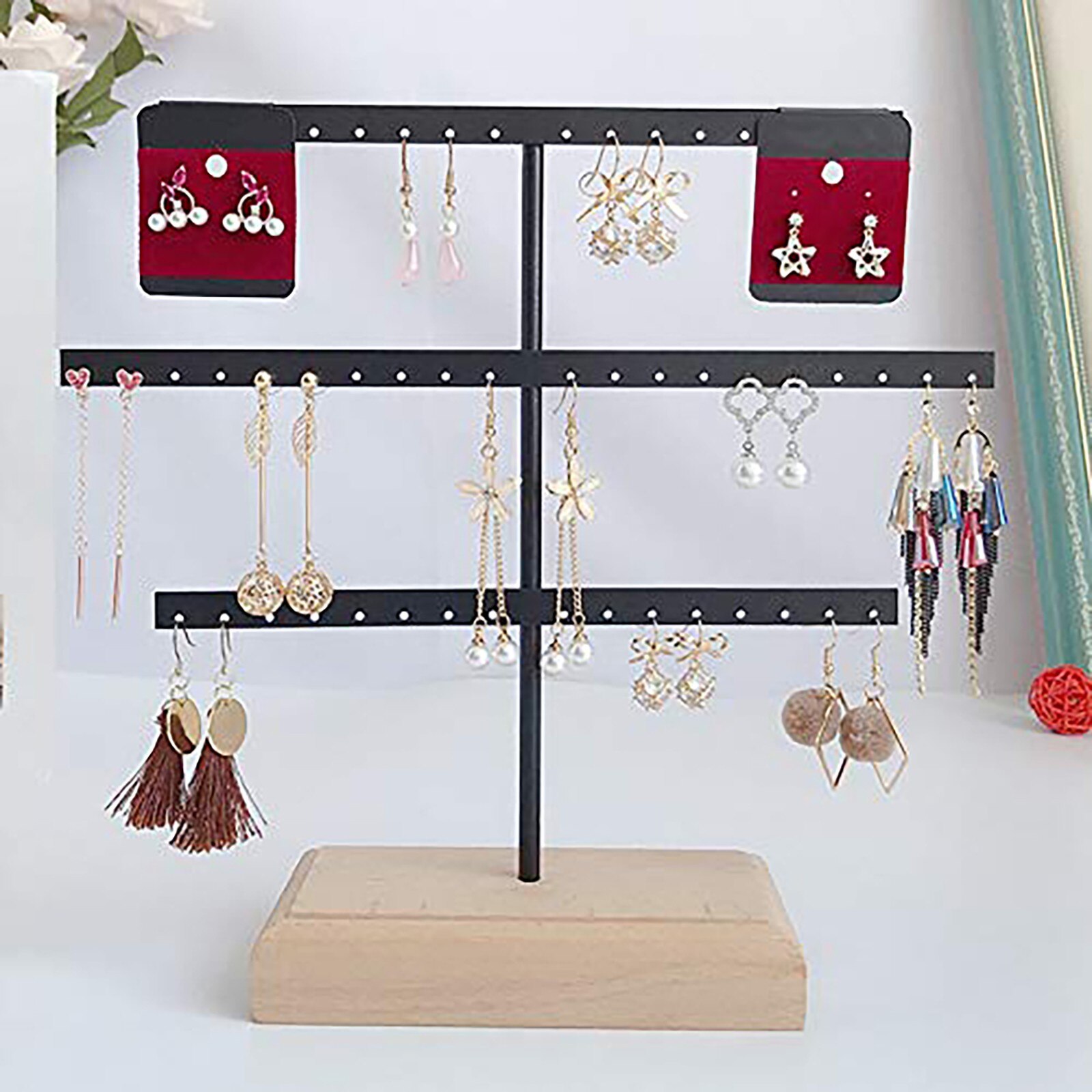 Triple-Tiered Oorbellen Display Sieraden Display Stud Oorbellen Sieraden Rek Sundriesopslag Benodigdheden Thuis Stand