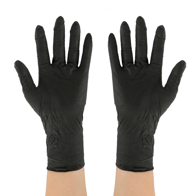 100Pcs Black Disposable Nitrile Latex Gloves Work/Food/Kitchen//Garden Gloves Household Cleaning For For Left and Right Hand