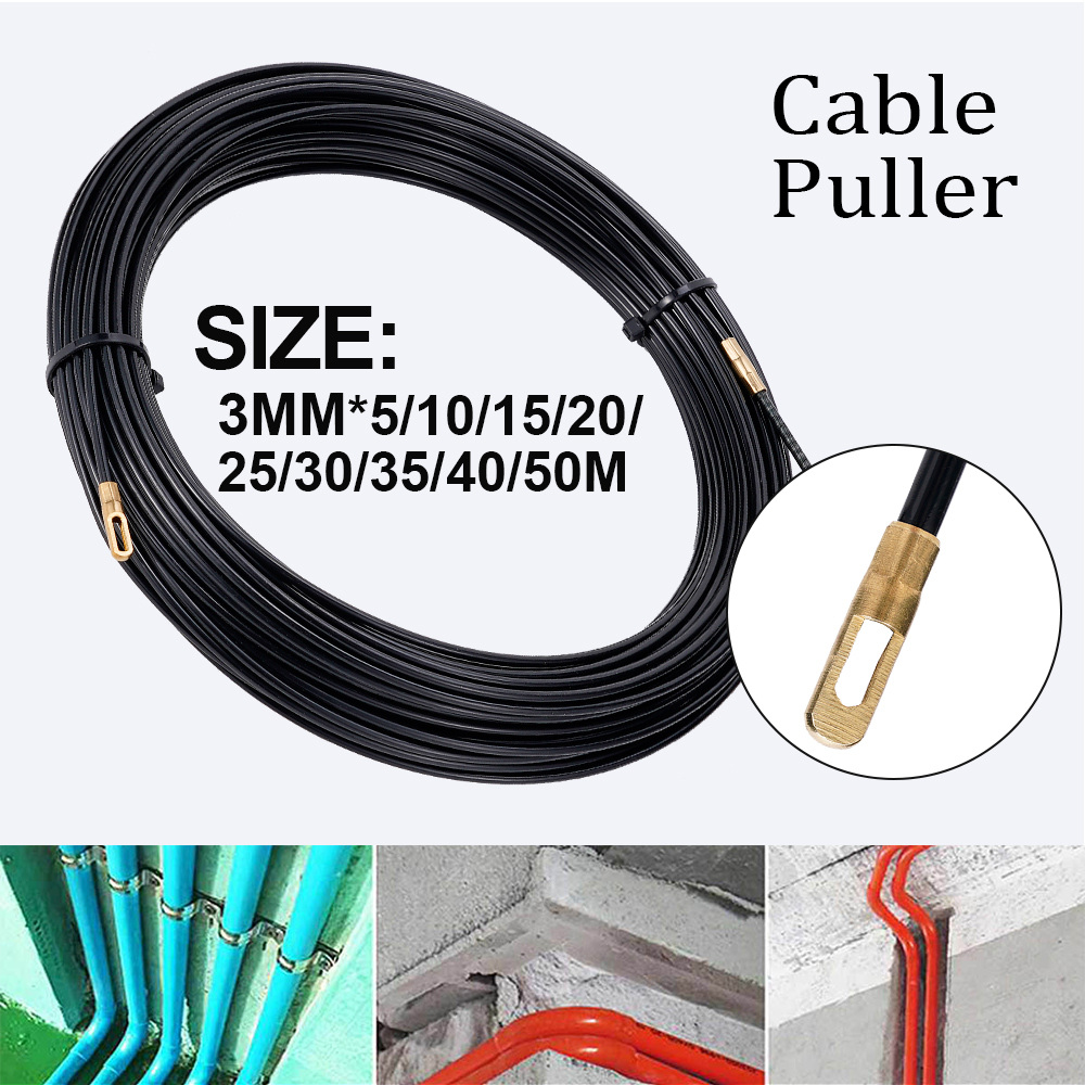 Extractor de cables de 3mm, 5M-40M, guía, extractor de empuje, Cable de pared de nailon, plomo, cinta de resorte para electricista, enhebrador de conducto, herramienta de ayuda para cableado