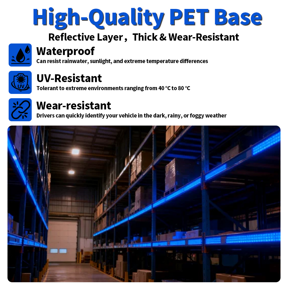 Waterproof Reflective Car Stickers DOT-C2 Blue Self-adhesive High Visibility Caution Warning Safety Tape Reflectors Strips