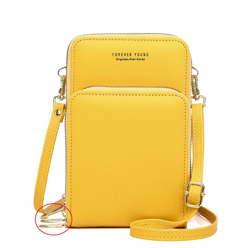 HEIßER 3 Schichten Große Kapazität Telefon Tasche Schulter Tasche Für Frauen Pu Leder Weibliche Kleine Umhängetaschen Damen Messenger Geldbörse: Yellow A Zipper