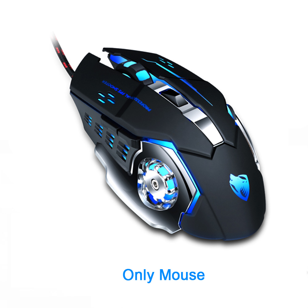 Wired Gaming Mouse 6 Button 3200 DPI LED Optical USB Computer Mouse Gamer Mice Silent Game Mouse+Gaming Mouse Pad: Only Mouse