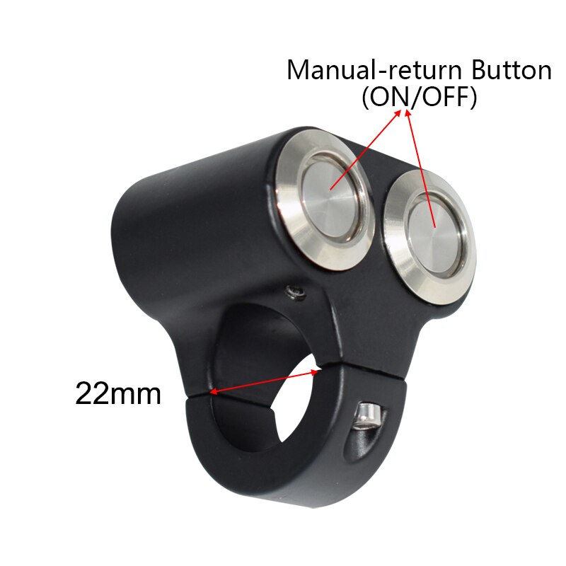 Aluminum 22mm 25mm Motorcycle Switches Headlight Hazard Brake Fog Light ON OFF Control Double Switch With Yellow Indicator Light: ON-OFF (22mm)