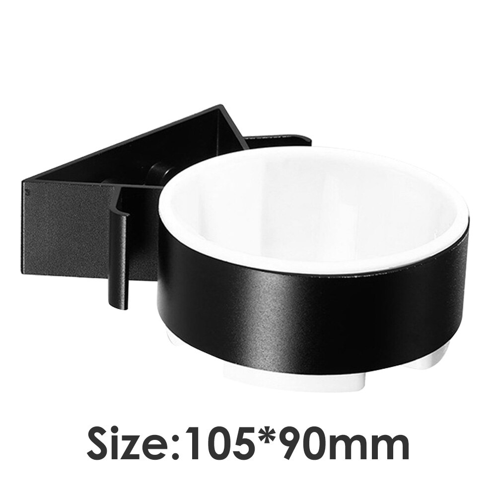 Badkamer Nail-Gratis Naadloze Rack Sterke Dragende Ruimte Aluminium Föhn Opslag Plank Blower Organizer: Black