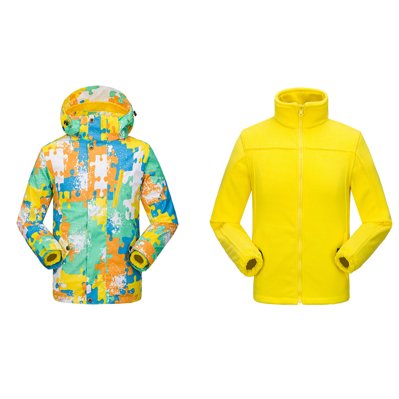 Boys And Girls Winter Windproof Waterproof Warm Snowboard Jacket Snow Coat Children's Camouflage Skateboard Two-Piece Jacket: C1 / L