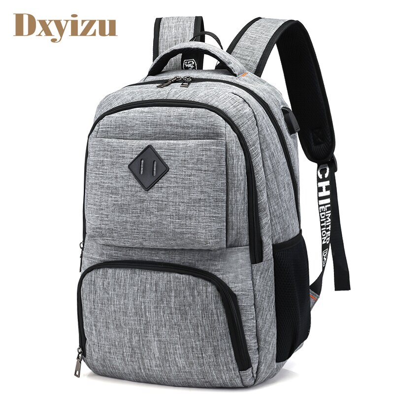 Preppy Stijl Usb Lading Rugzak Mannen Schooltassen Tiener Jongens Laptop Tas Reizen Grote Capaciteit Student Rugzakken
