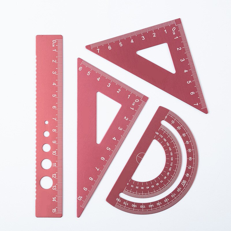 Aluminum Alloy Set Ruler Multi-function Ruler Learning Stationery Ruler Triangle Aluminum Alloy Material Multi-specification