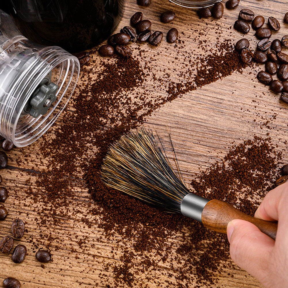 Molinillo de café, cepillo de limpieza con cerdas naturales, cordón, brocha para cafetera, limpiador para Barista, hogar, cocina, utensilios de café