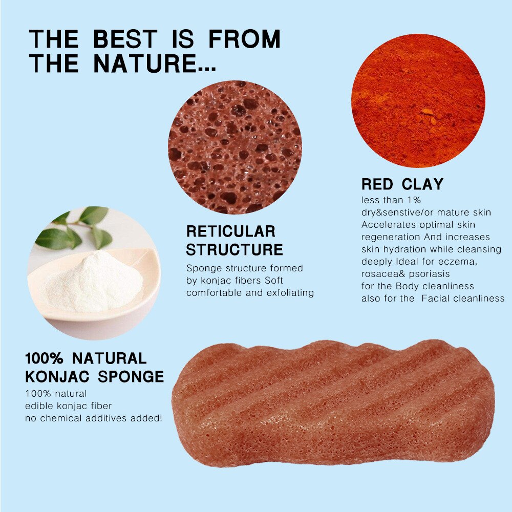 Wave 7 Pcs Natural Soft Konjac Facial Puff Face Body Cleanse Washing Sponge Exfoliator Cleansing Sponge Puff