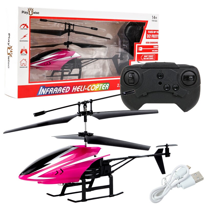 Helicóptero de juguete anticolisión con Control remoto inalámbrico de 6 estilos con 2 canales con caja de para niños y adultos: Red(color box)