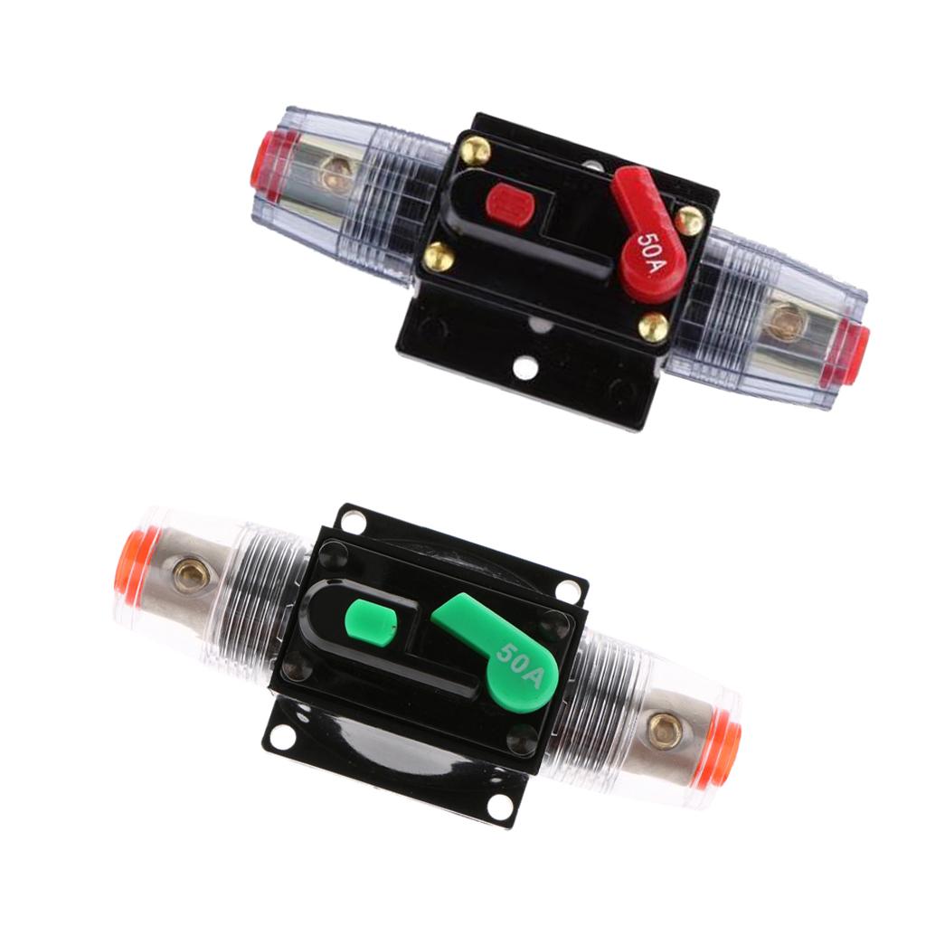 Qty 2 12V-24V Auto Circuit Breaker 50A Manual Reset for Car Vehicle Electrical