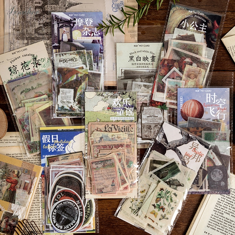 60 st/påse retro blommor växter dagbok papper klistermärke dekoration klistermärken diy för hantverk dagbok scrapbooking planerare etikett klistermärke