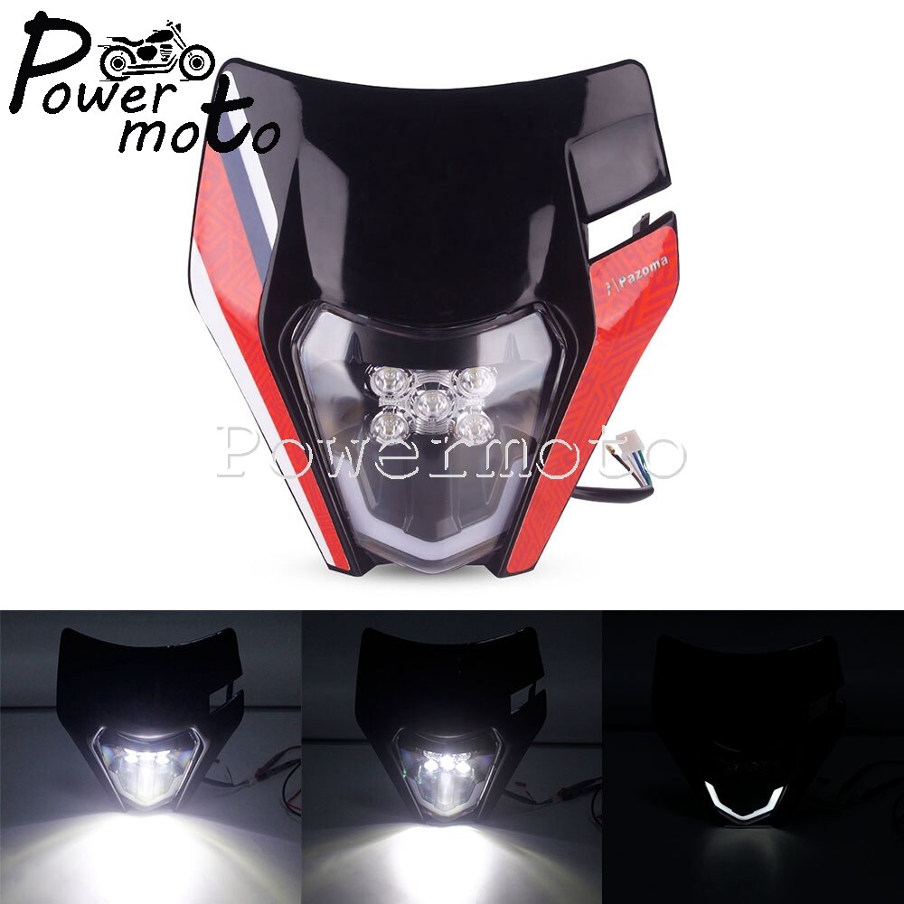 Enduro MX Dirt Bike Hi/Lo Beam Headlamp LED Headlight Mask For EXC EXC-F XC-W 250 300 350 450 500 690 SMC Enduro FREERIDE 250: 056 323 black