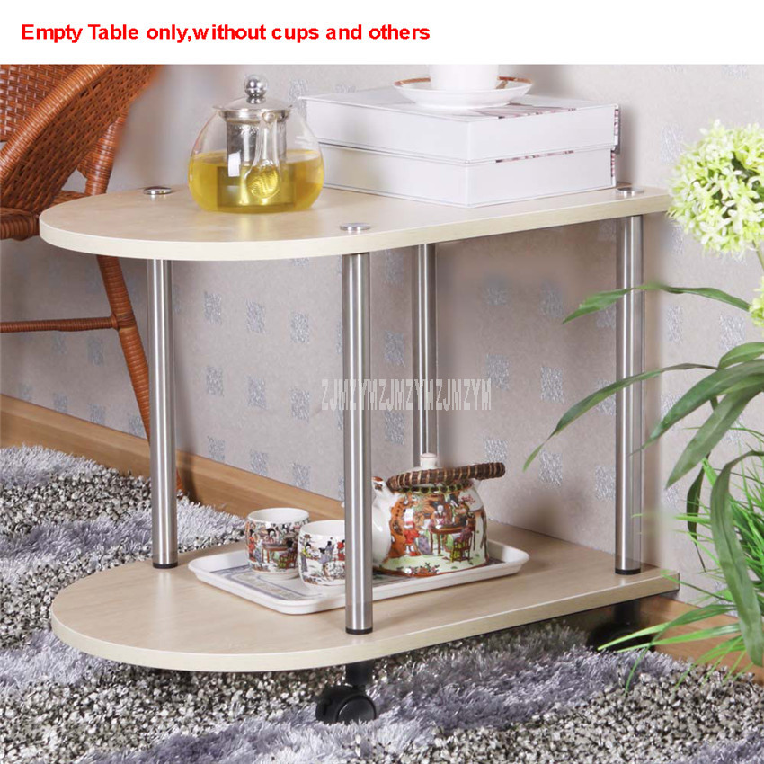 2 Layer Multi-functional Balcony Movable Tea Table With Wheel Living Room Bedroom Sofa Side Corner Modern Low Table