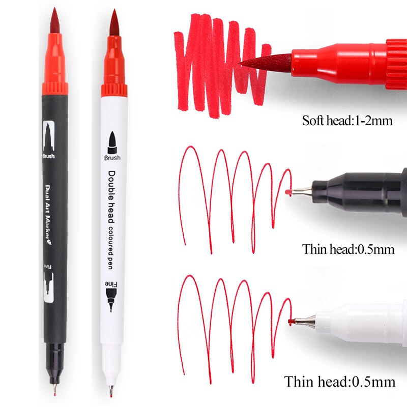 48/60/72/80/100/120 kolory profesjonalne podwójne głowy pędzle do akwareli Pen Art markery rysunek szkic Manga miękka szczotka Marker