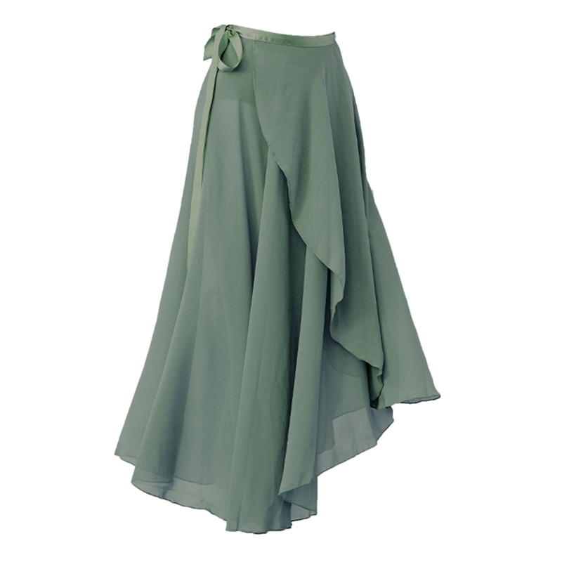 16 Solid Colors Classical Mid-Calf Half Skirt Spring Summer Breathable Long Wrap Skirts for Ladies Ballet Dance Stage Wear: Beige