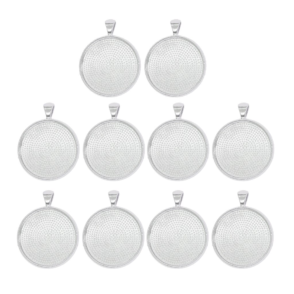 10Pcs 1.2 Inch Ronde Ketting Hanger Instelling Cabochon Cameo Base Tray Afdekplaatje Fit Resin Cabochons Sieraden Maken Bevindingen