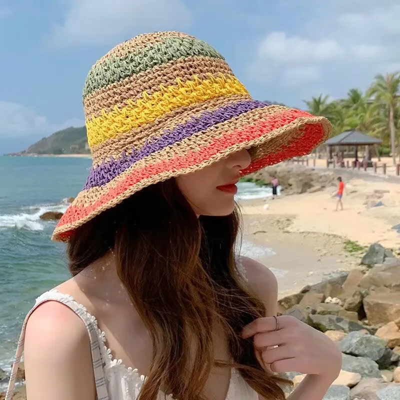 Straw Hat for Women Handmade Summer Hat Beach Travel Outdoor Summer Sun Hat Perfect for Panama Cap: Cáqui
