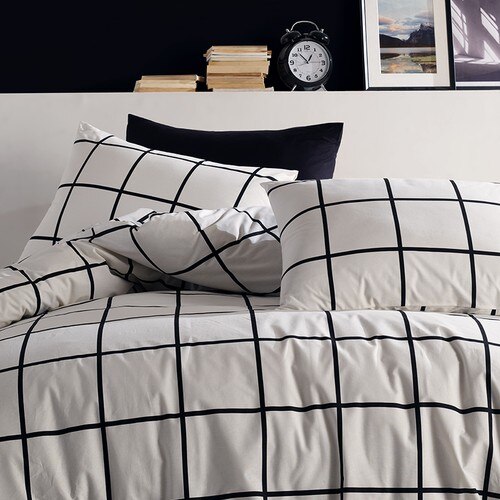 SIRMAK Tile Black 100% Cotton Ranforce Double Duvet Cover Set