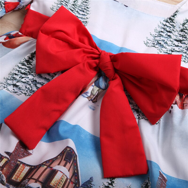Christmas Princess Dress Toddler Girls Outfits Kids Baby Girl Bowknot Party XMAS Gown Formal Dress Costume Children Santa