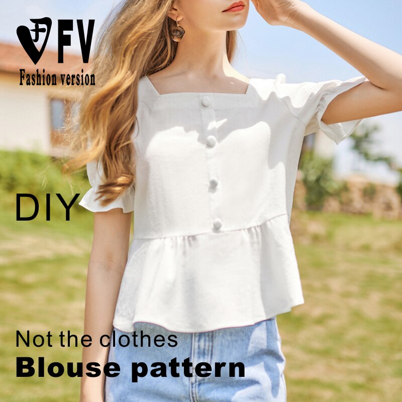 Square Neck Puff Sleeve Shirt Pattern Garment Sewing Structure Drawing BCY-138
