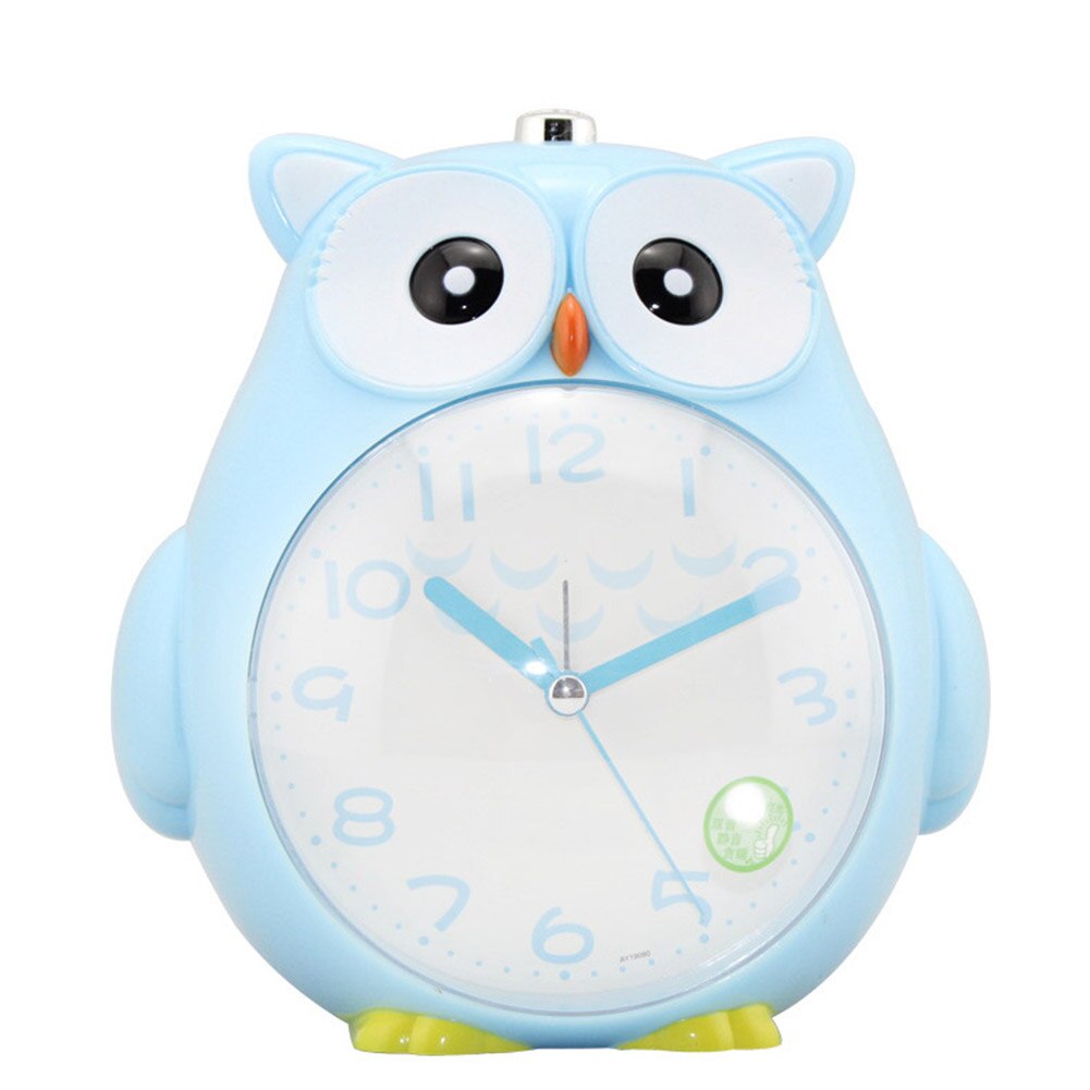 Alarm Clock Cute Owl Mute Scanning Luminous Clocks Night Light Double Tone Student Child Alarm Clock Birthday Kid: Blue