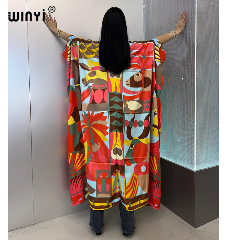 Winyi sommar kaftan kuwait kvinnor tryck strandklänning abaya dubai lyxig abaya muslimsk kvinna dubai aftonklänning