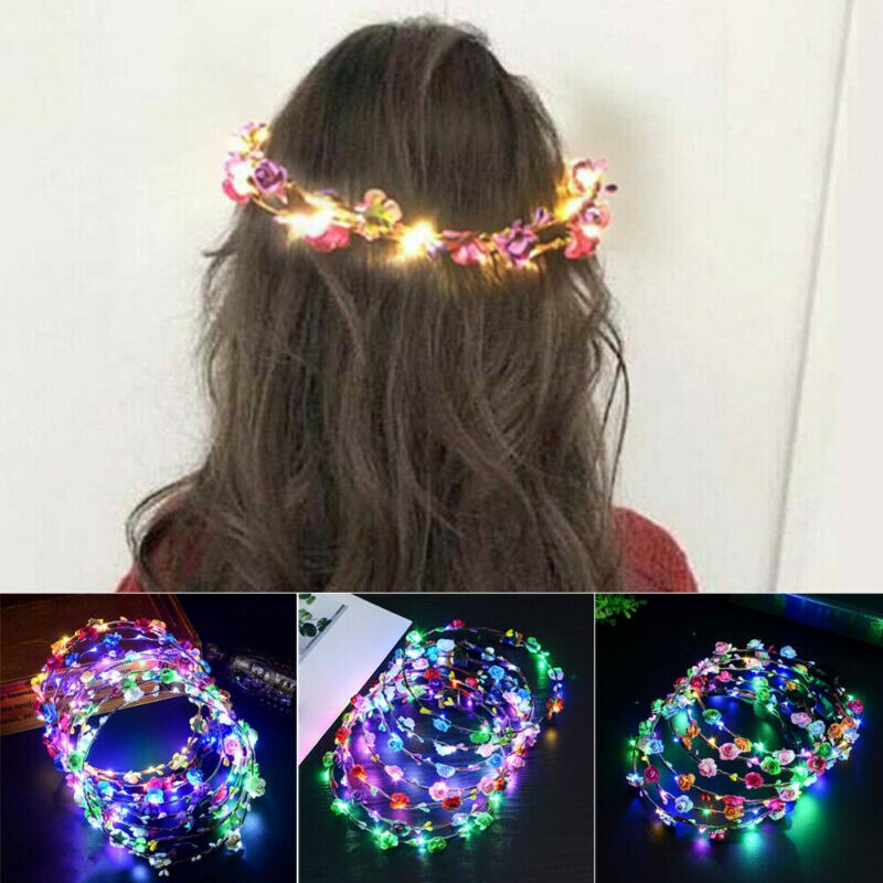 Bandeau cheveux pour femmes 1 pièce | Couronne lumineuse pour guirlandes et fleurs, bandeau lumineux, couleur aléatoire