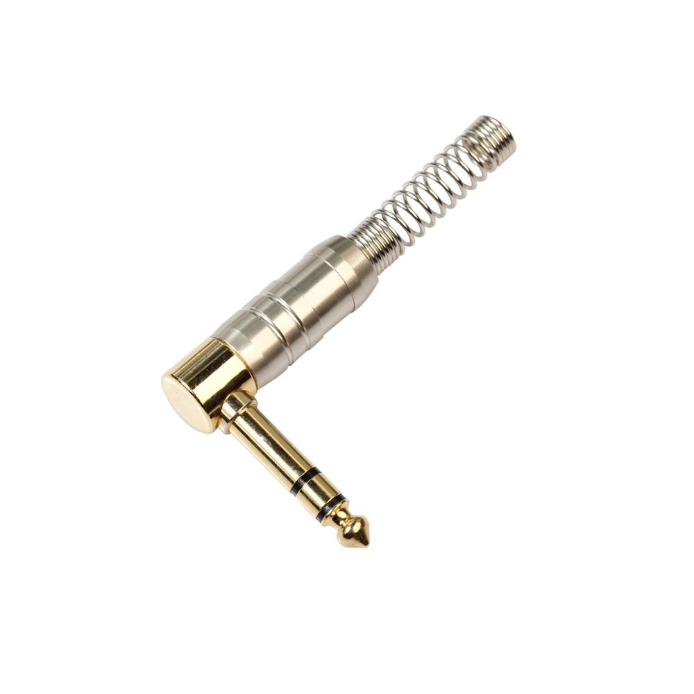 Rexus forgyldt 90 grader 6.35mm jack hanstik stereostik til mikrofon 1 stk 2 stk 10 stk
