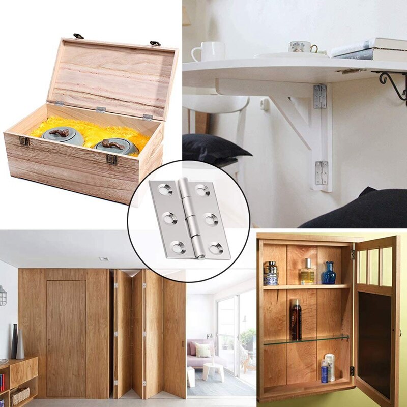 20Pcs 44Mm Folding Door Hinges Stainless Steel Ball Bearing Hinges Internal Door Hinges With Screws,For Home Door Repair