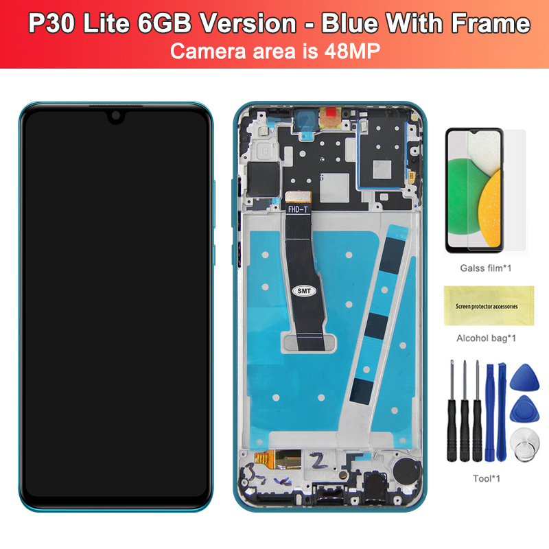 Nowy ekran dla HUAWEI P30 Lite wymiana wyświetlacza, dla ORIG LCD ekran dotykowy zestaw dla HUAWEI P30 Lite Nova 4e zniszczyć-LX1A LX2: marynarka wojenna