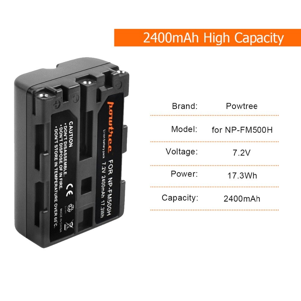 2400 mah np -fm500h batteri til sony alfa  a900 a57 slt -a57 a58 slt -a58 a65 slt -a65 a68 slt -a68 ila 77 slt -a77 ii digitalkamera
