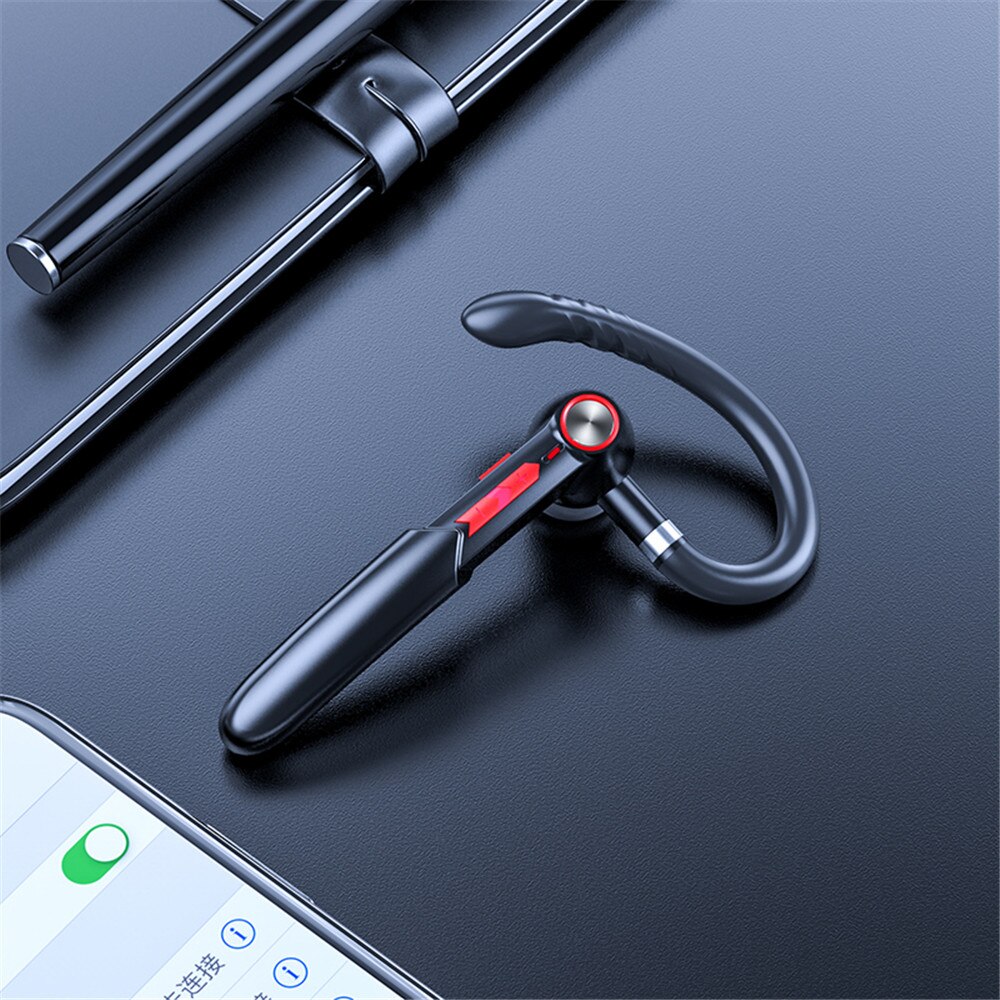 Freisprecheinrichtung HIFI 5,0 Bluetooth Headset Fingerprint Touch Drahtlose Kopfhörer für iPhone Xiaomi Wasserdichte Ohrhörer Mit Mic HD Anruf: Red