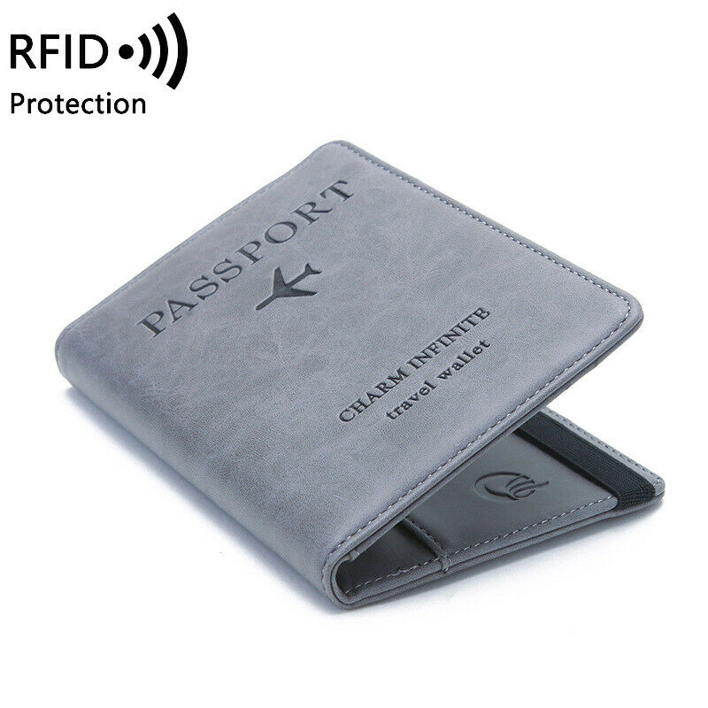 Rfid viagem passaporte capa carteira unisex negócios multifunction cartão de crédito bolsa organizador caso com faixa elástica 8 cores