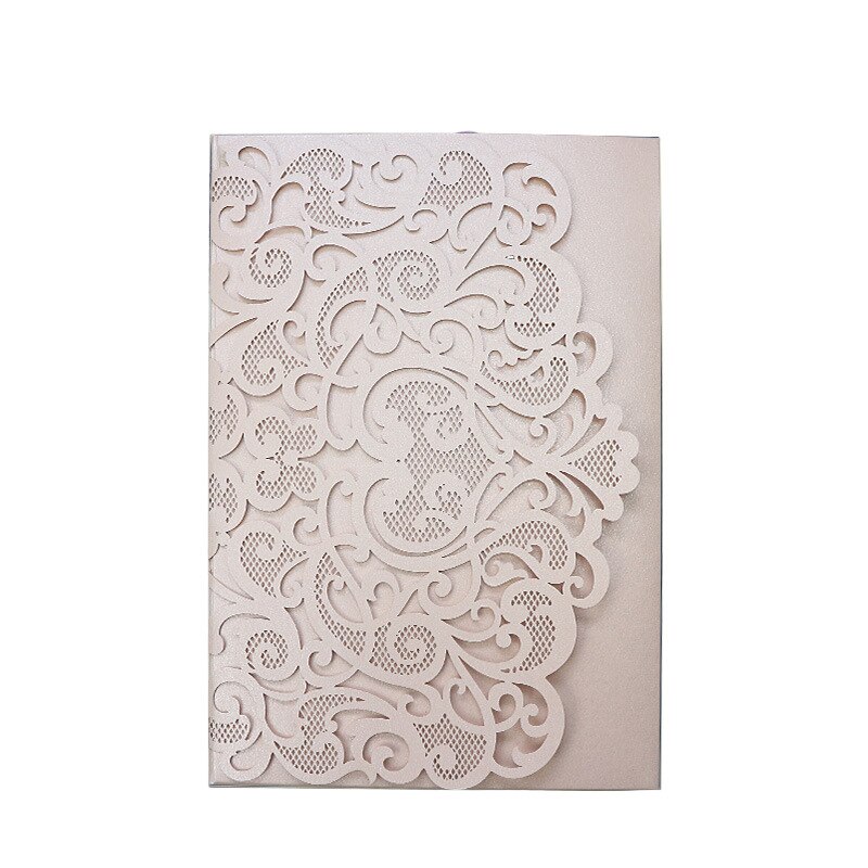 Light pink pearlescent paper invitations, wedding invitations, business invitations, cards, lace hollowed out cards: Beige