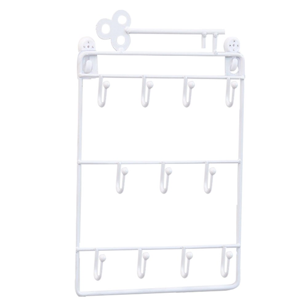 Modern Style Iron Wall Mounted 11 Hangers Hooks Key Holder Coat Hat Storage Rack Practical Cloth / Keys Hooks: B