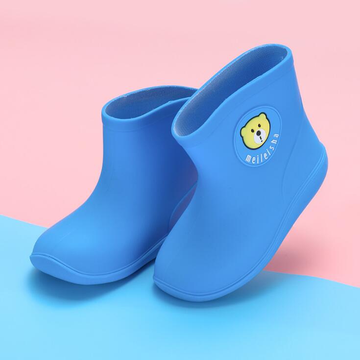 Neue freundlicher Gummi Stiefel Tiere Karikatur freundlicher Regen Stiefel Anti Unterhose Baby Jungen Mädchen Wasser Schuhe Wasserdichte Kleinkind Regen: Himmel Blau / 7.5