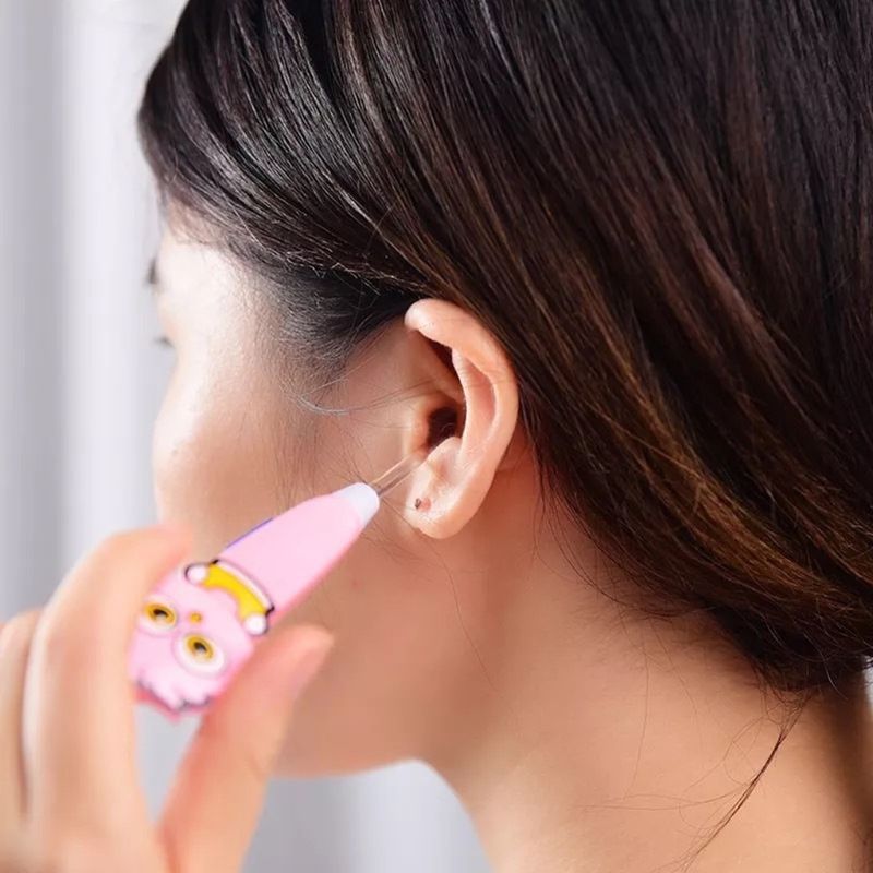 1Pc Cartoon Uil Lichtgevende Earpick Led Licht Oor Schoonmaken Lepel Baby Oorsmeer Verwijderen Veilig Tool Kids Verpleging