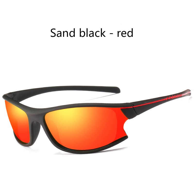 Polarisierte Fahren Sonnenbrille Männer Luxus Sport Sonnenbrille Angeln Gläser für Männliche Frauen Schatten Brille: Sand black - red C1