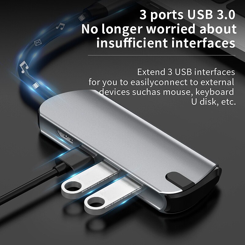 4 in 1 USB C Laptop Docking Station 3 USB 3.0 + 4K HDMI + Type C Dock USB HUB/Type C Data Hub