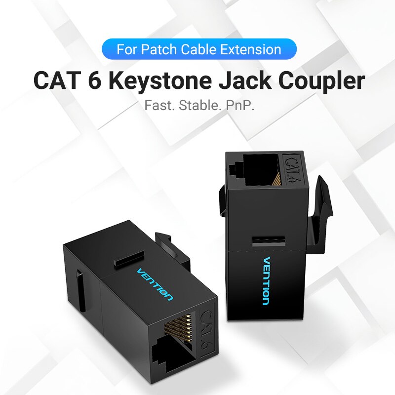 Vention-adaptador extensor de Cable Ethernet, conector RJ45 Cat6 Cat5e, extensión hembra a hembra para acoplador de Cable Ethernet RJ45