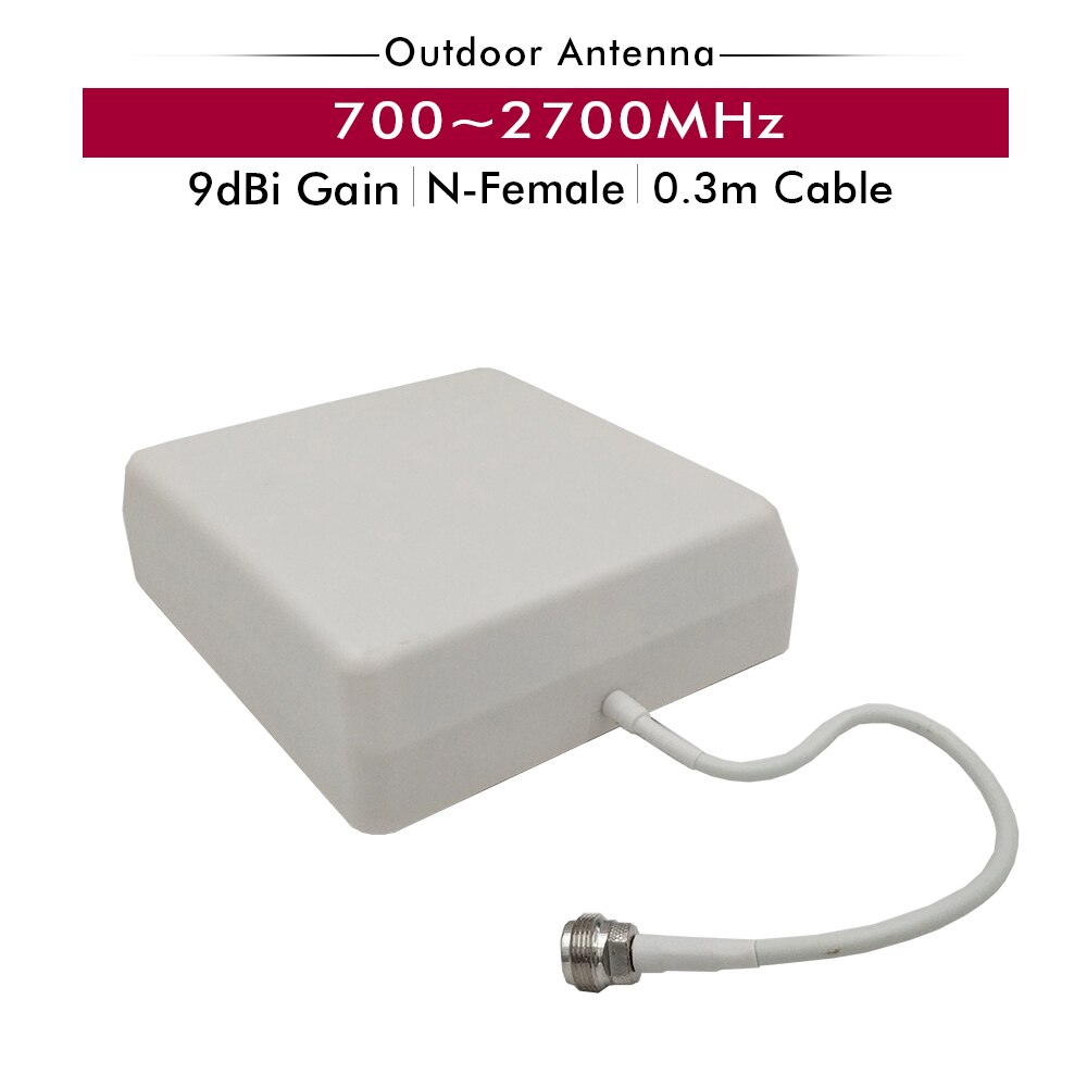 Outdoor Panel Antenna+Indoor Whip Antenna+10 Meters Black Cables Accessories Set for 700~2700MHz 2G 3G 4G Mobile Signal Repeater